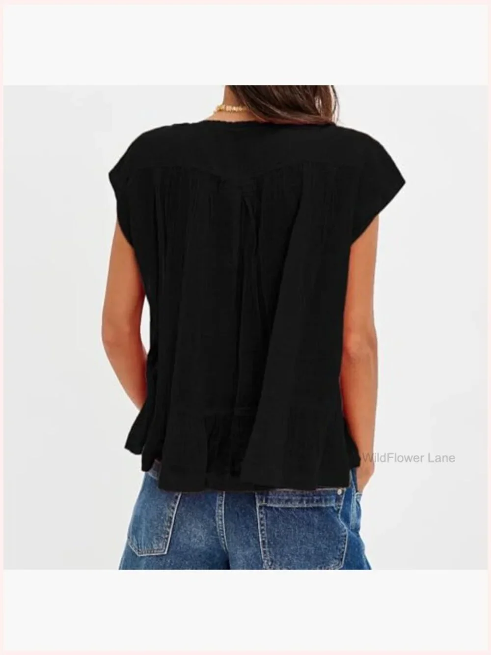 Lace Flowy Peplum Top Boho Bow Tie Front Western Sheer Ruffle Trim Blouse